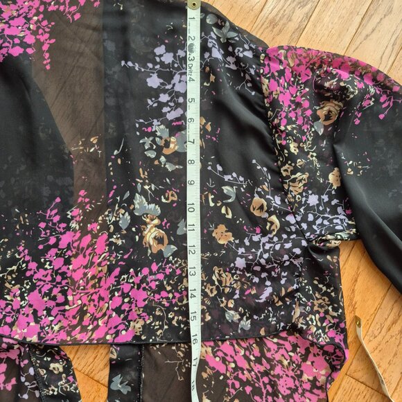 Lightweight Chiffon Open Front Cardigan Front Tie Blouse O/S - Picture 10 of 12